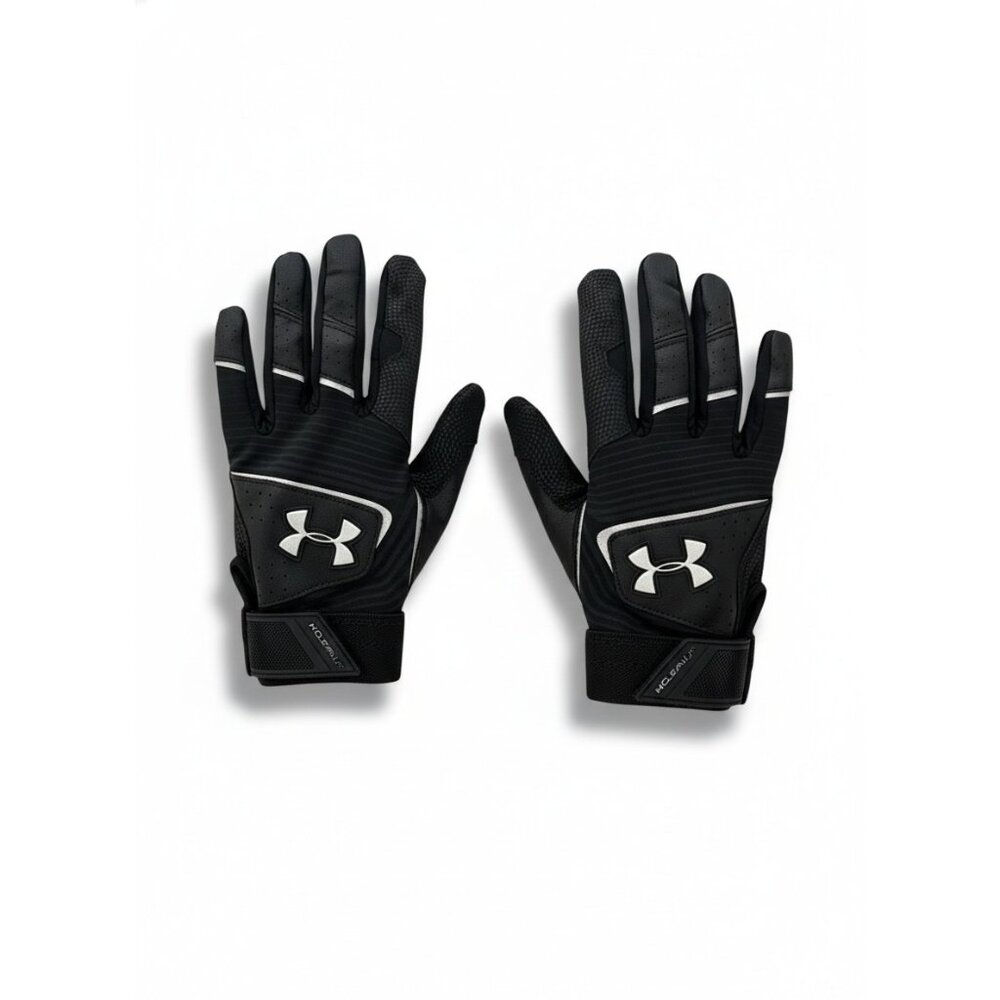 Under Armour Football Gloves Youth Large Black Full Finger Padded Grip Pair